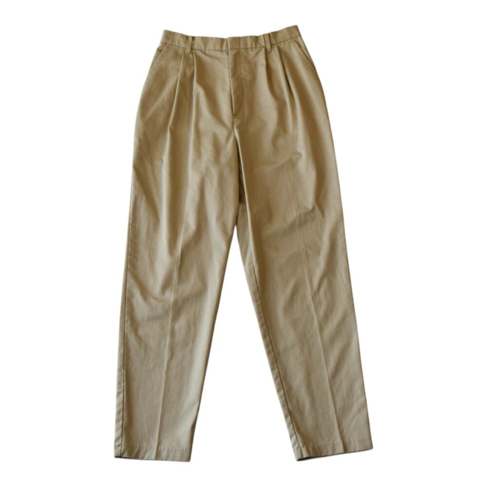 Vintage High Waisted Pleated Chino Pants Khaki Tan
